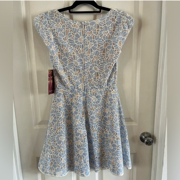 NWT Floral Soft Blue Lace Cap Sleeve Dress Mini Sz 7, Juniors, Women’s Small - Picture 6 of 15